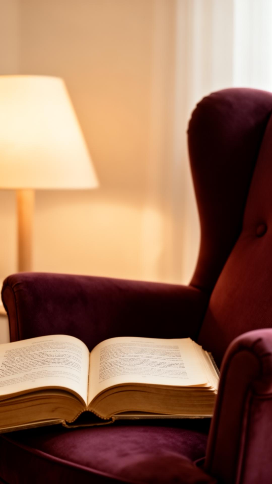 Sillón de lectura con libro abierto, evocando el espacio del análisis